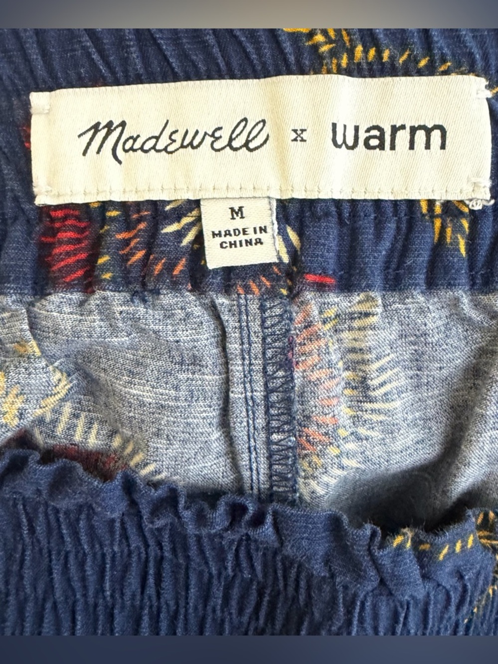 Madewell x Warm Women’s Floral Pull On Shorts Blue Linen Blend Boho Cottage Sz M - Picture 8 of 9